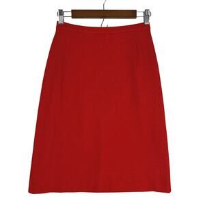 Catalina Womens 100% Virgin Wool Pencil Skirt Size 6 Red Knee Length Vintage EUC